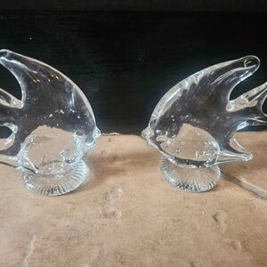 Glass Art Glass Clear Fish Set of 2 Murano Style